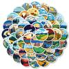 50PCS/US States Landscape Stickers Pack - Circular Decals for Laptop, Luggage, Phone Decor