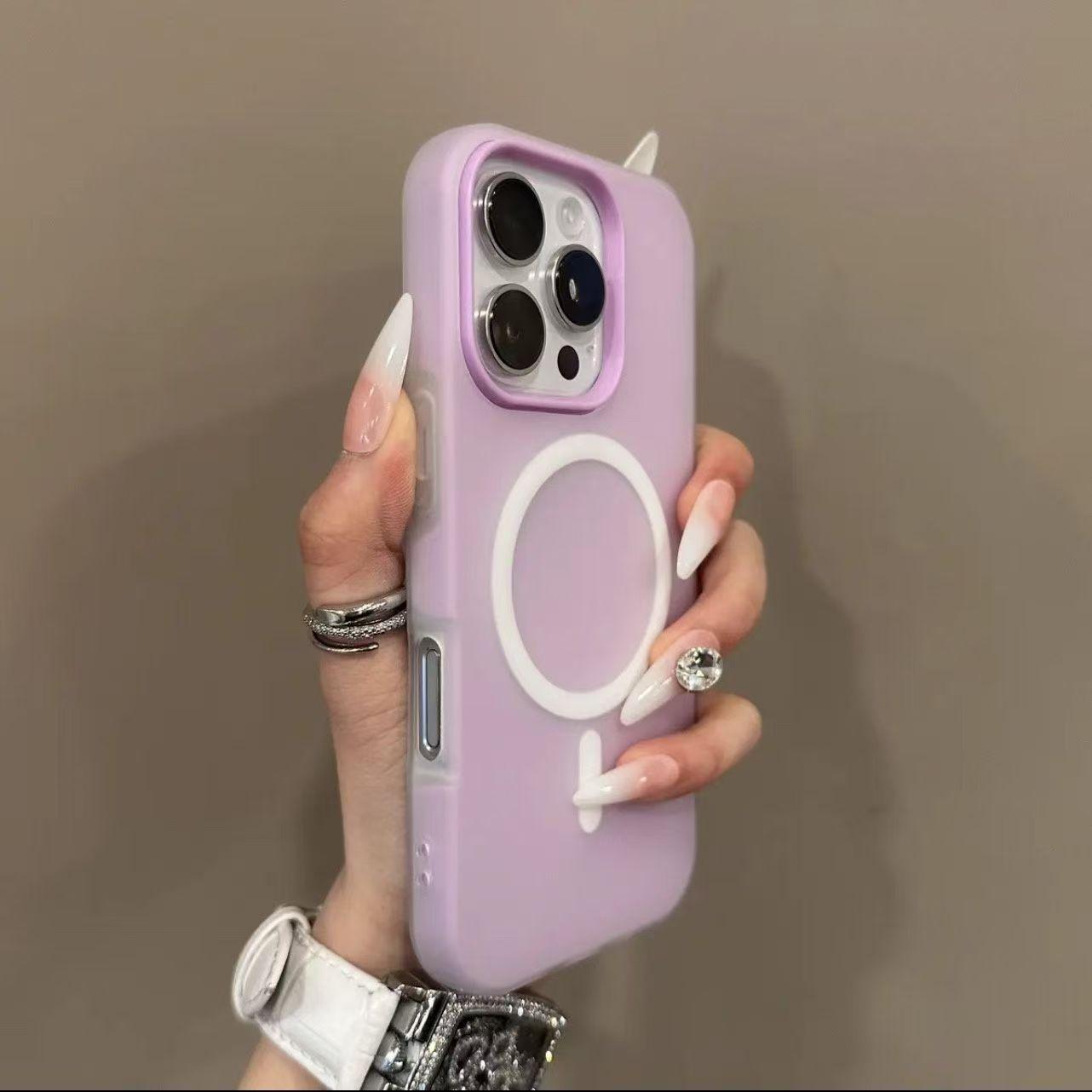 

Роскошный матовый чехол для телефона Candy Magsafe с беспроводной зарядкой для Samsung Galaxy S25 Plus S24 FE S23 S22 Ultra 5G Магнитная бамперная накладка Galaxy S24 светло-фиолетовый