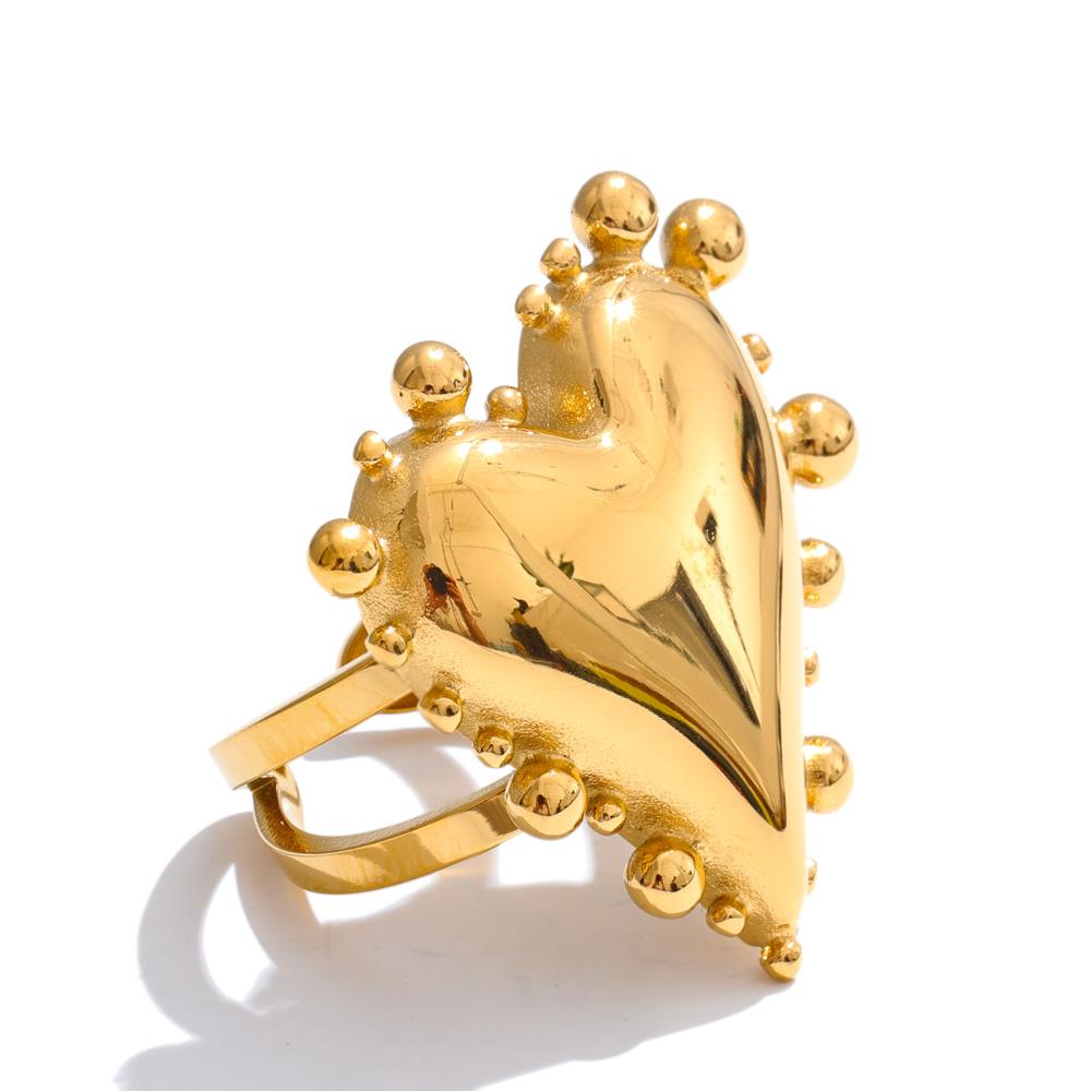 

Yhpup High Quality Glossy Stainless Steel Heart Love Cast Ring 18K Gold Color Plated Charm Romantic Jewelry 2025 Gift 7