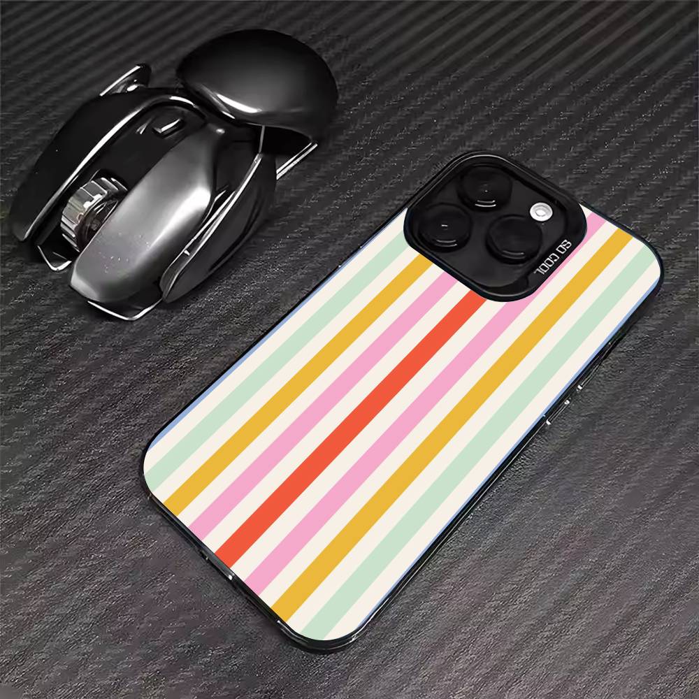 Colorful Striped Phone Case For iPhone 17 16 15 14 13 12 11 Pro Max XS Max 7 8 Plus Shockproof Silicone Matte Cover