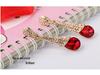 Korean-Style Red Rhinestone Bridal Ear Clips for Women
