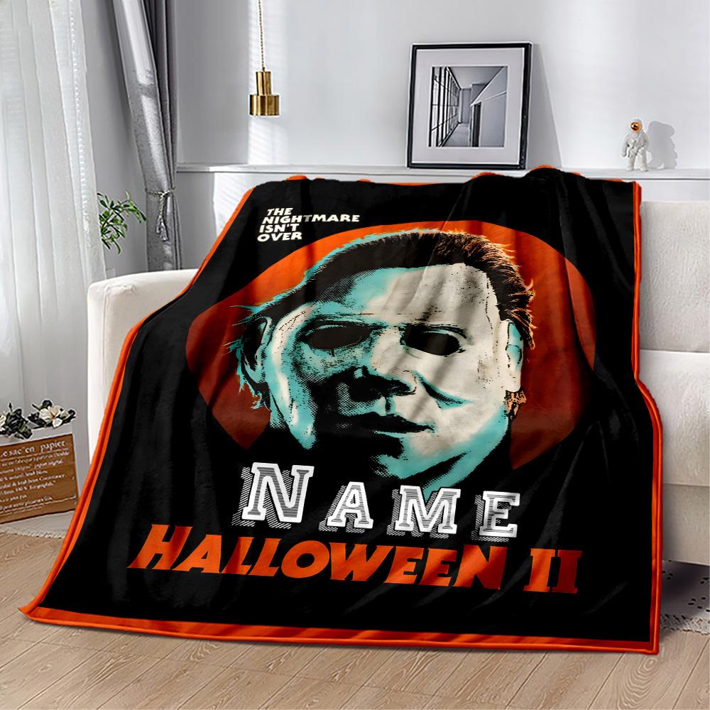 Halloween Horror Movie Poster Customize Your Name Blanket Throw Customizable Blanket Comfortable Great for Bedding Seaside Office Nap All-Season Use