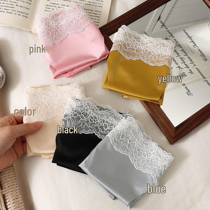 Women's Sexy Lace Trim Seamless Satin Panties - Pure Desire Style 2025
