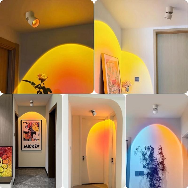 Rainbow Sunset LED Ceiling Downlight Foldable Projector Suface Mounted/Recessed Mood Atmosphere Bedroom Home Decor Spot Lighting