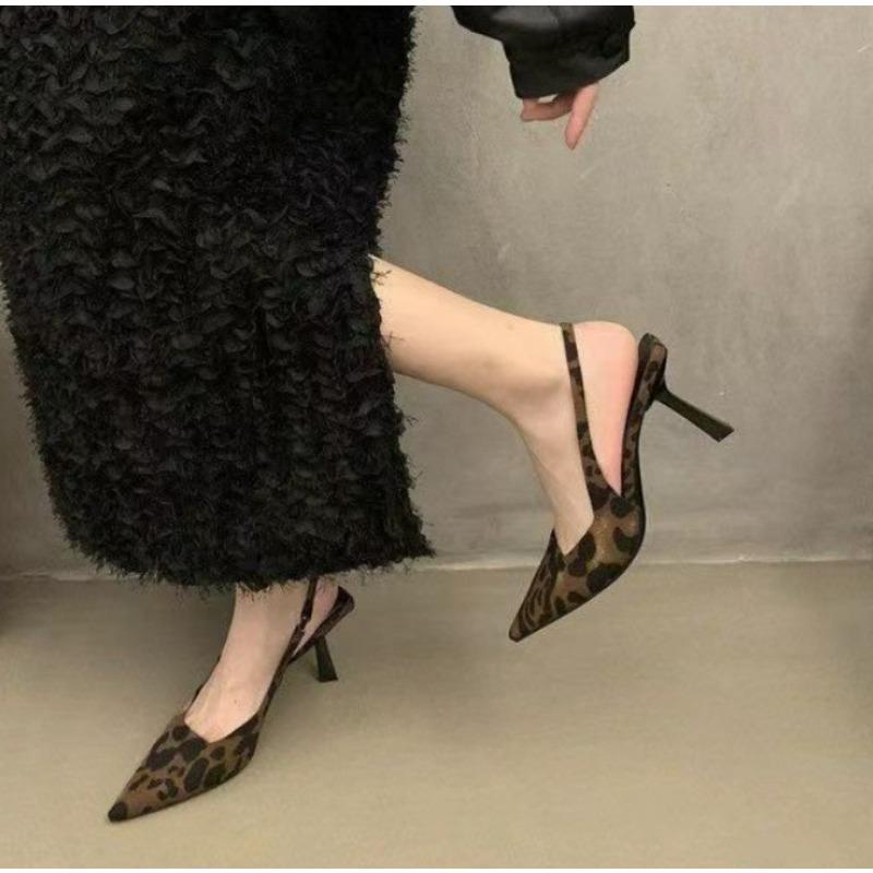 Fashion Shoes for Women 2025 New Large Size Shoes Pumps Autumn Leopard Print Pointed Toe Shallow Stilettos Thin Heels Zapatos De Mujer