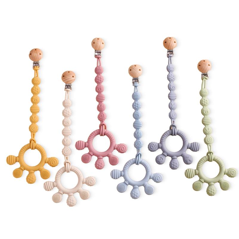 Silicone Finger Teether Pacifier Chainbaby Teether No Bpa Teething Ring Gumbaby Care Equipment Silicone Baby Care Utensils