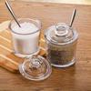 Frcctre Clear Glass Sugar Bowls, Set of 2, 6 Sugar Jars with Spoons and Lids, Salt, Spice, and Pepper Bowls, Condiment Pots, Dispenser Containers for
