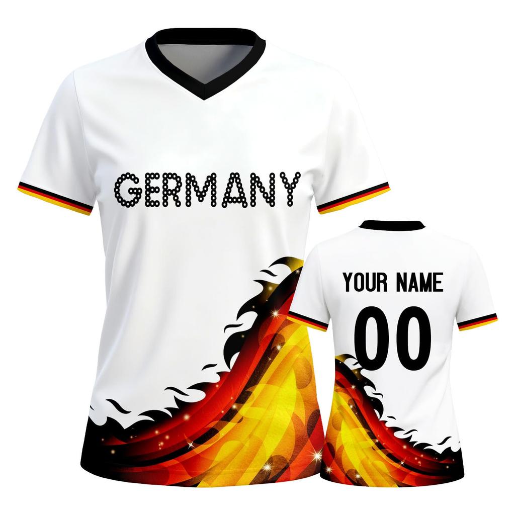 Women's Customizable Soccer Jersey Lightweight Breathable Sports Shirt V Neck Short Sleeve Athletic Top for Team Matches Training