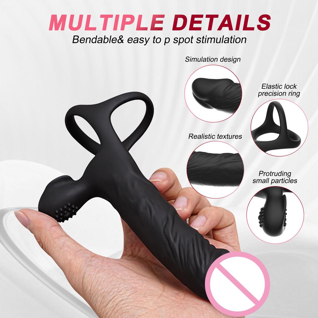 3 IN 1 APP Wearable Vibration Cock Penis Rings Anal Plug Strap On Dildo G-Spot Masturbation Prostata Massager Sex Toys for Men