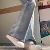 Women's High-Waisted Retro Micro-Flare Jeans - Slimming Wide-Leg Pants for Autumn/Winter 2024