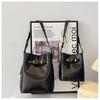 2023 Fashionable Simple Commuter Light Luxury Bag Buckle Shoulder Crossbody Bag Black Coffee Color City Simple Pu Bucket Bag