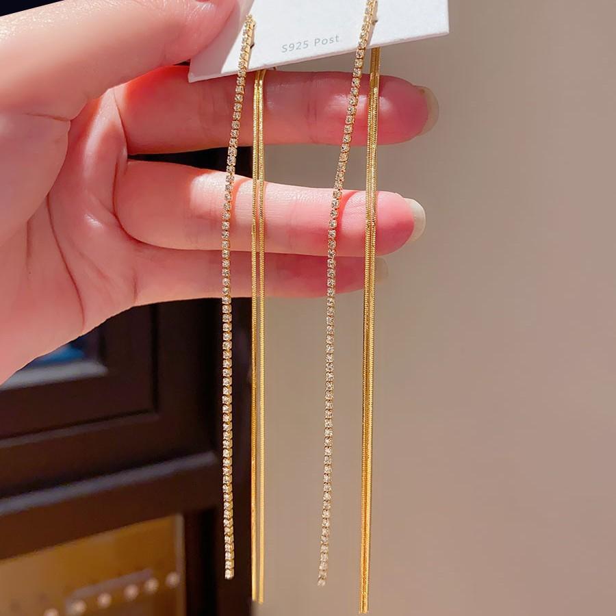 Silver Needle Premium Sense Geometric Tassel Earrings Commuter Fashion Niche Long Earrings Light Luxury New Earrings Women