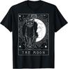 T-shirt Graphique Carte de Tarot Croissant de Lune et Chat