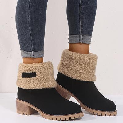 Botas de Nieve Cálidas de Invierno para Mujer Botas Casuales de Ante con Tacón Grueso Antideslizantes Botas de Invierno Botas Cortas para Mujer Dos Formas de Llevar Talla Grande 43