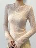 Elegant Lace Shirt for Women, Fleece-Lined Patchwork Base Layer Top for Autumn Winter