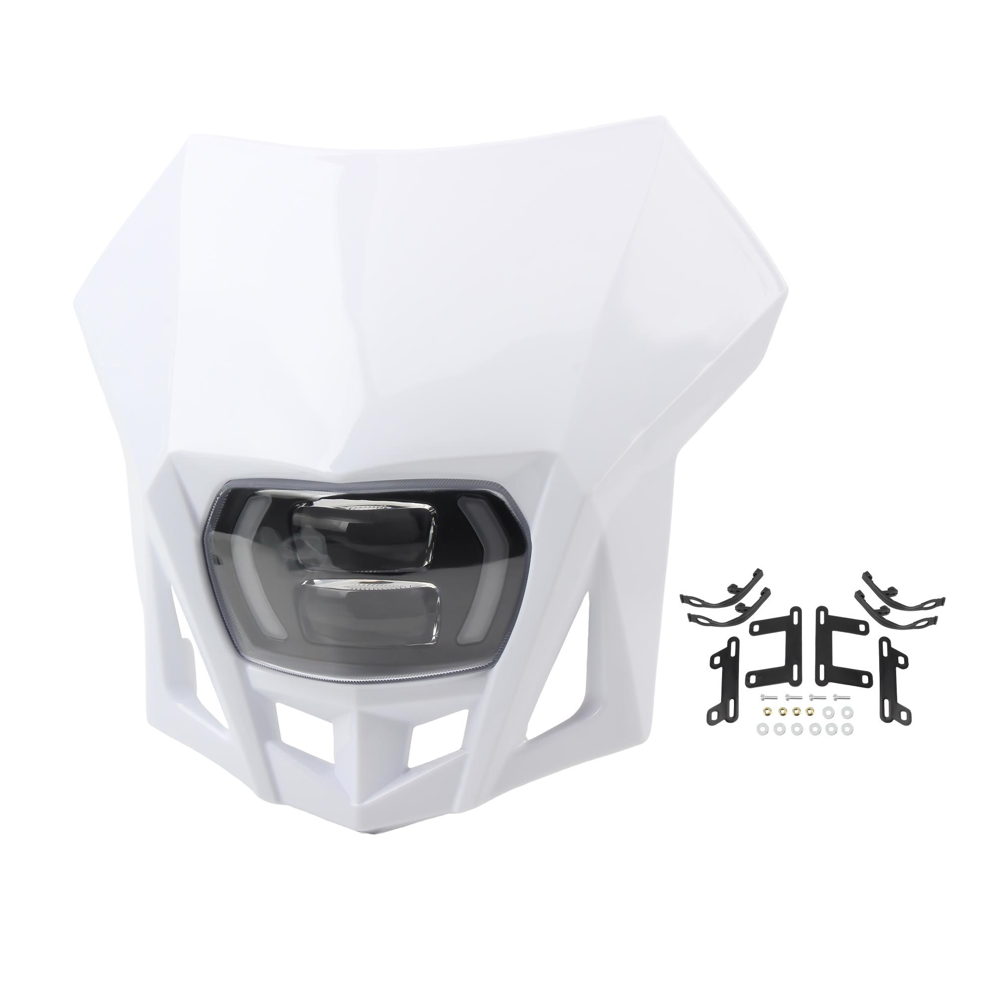 

Motocross Motorcycle LED Headlight for Yamaha Kawasaki Suzuki Honda KLX CRF WR YZ 230 150 250 450 Fairing Dirt Bike Supermoto белый