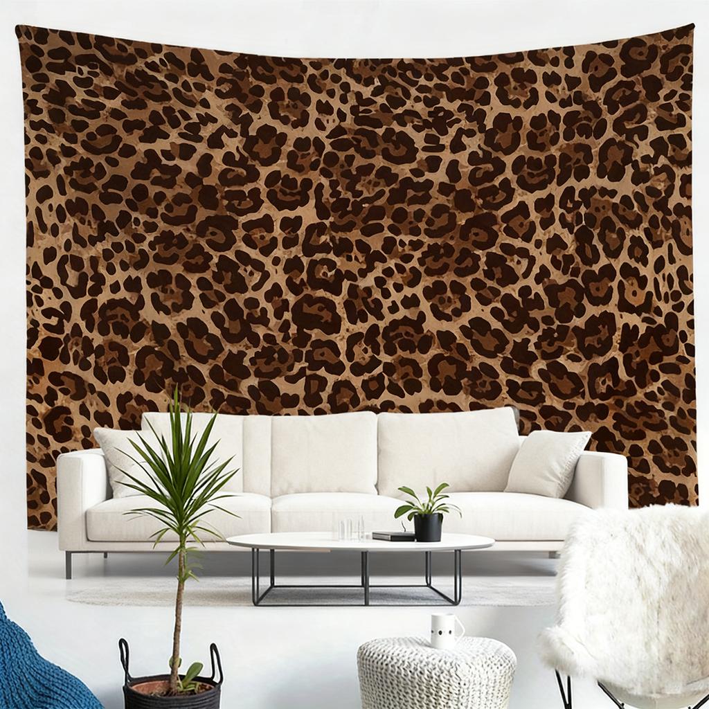1pc Leopard Print Tapestry  Brown Cheetah Wildlife Fur Pattern  Modern Abstract African Animal Wall Decor Flat Print