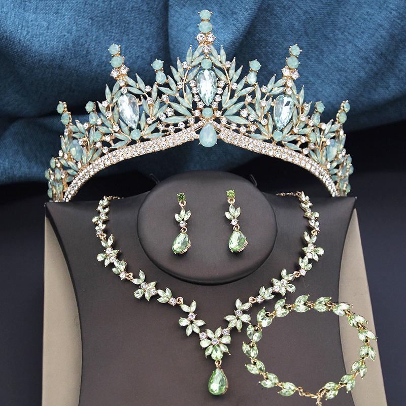 Bridal Tiaras Set 4 Pack Bridal Jewelry Sets for Women Prom Wedding Crown and necklace earrings Bracelets Costume Accessories