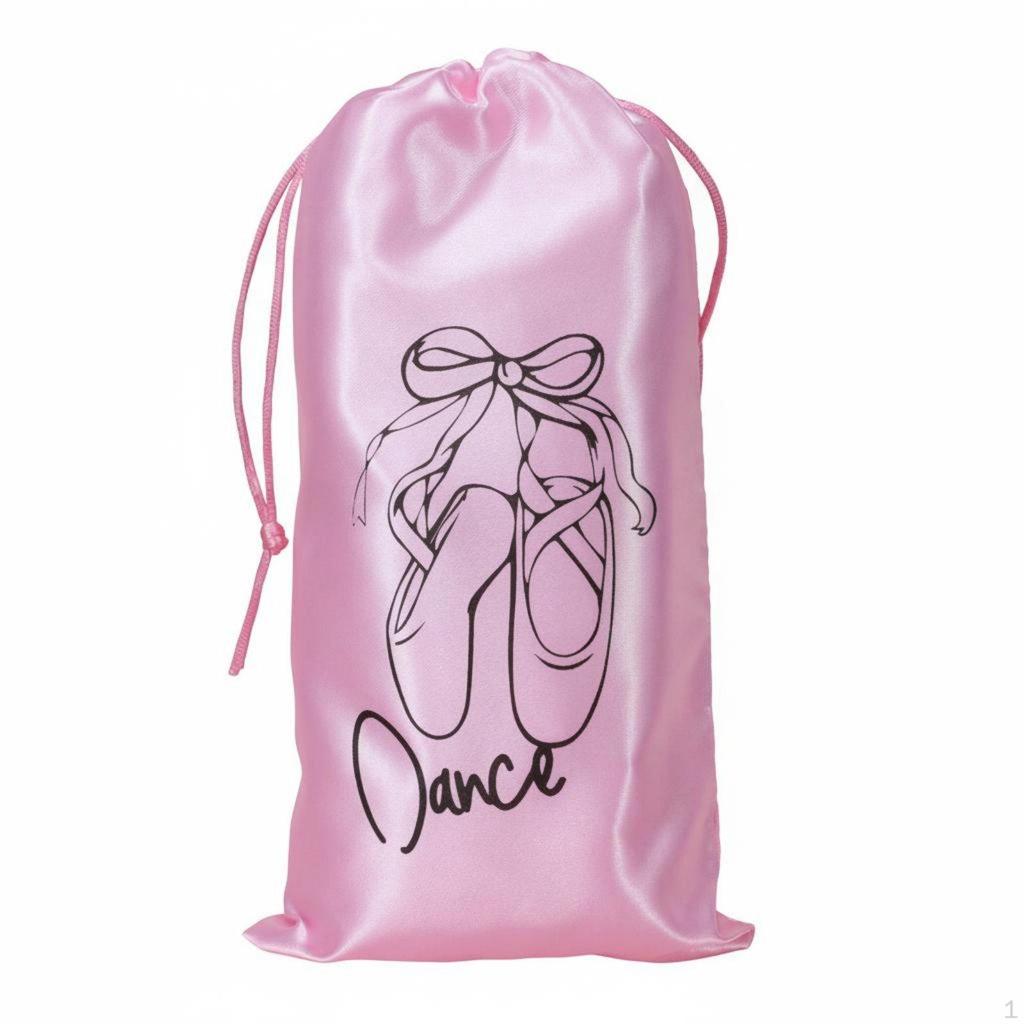 Ballet Footwear Pouch Portable Dance Bag Silky Texture Drawstring for Dancers,