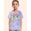 Roupa de Menina 2025 Gato de Desenho Animado Animal Fofo Estampa 3D Moda Casual Camisetas Engraçadas Camisetas de Menina Top de Verão de Manga Curta