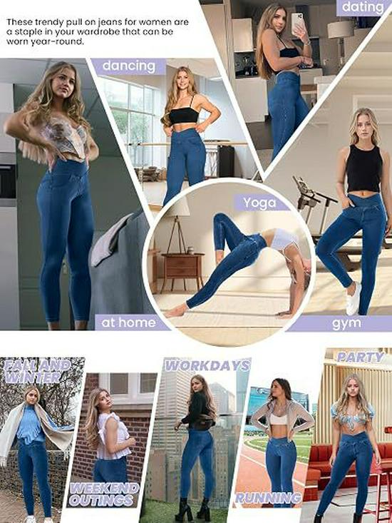 Plus Size Women's High Waist Crossover Yoga Jeans with Double Pockets