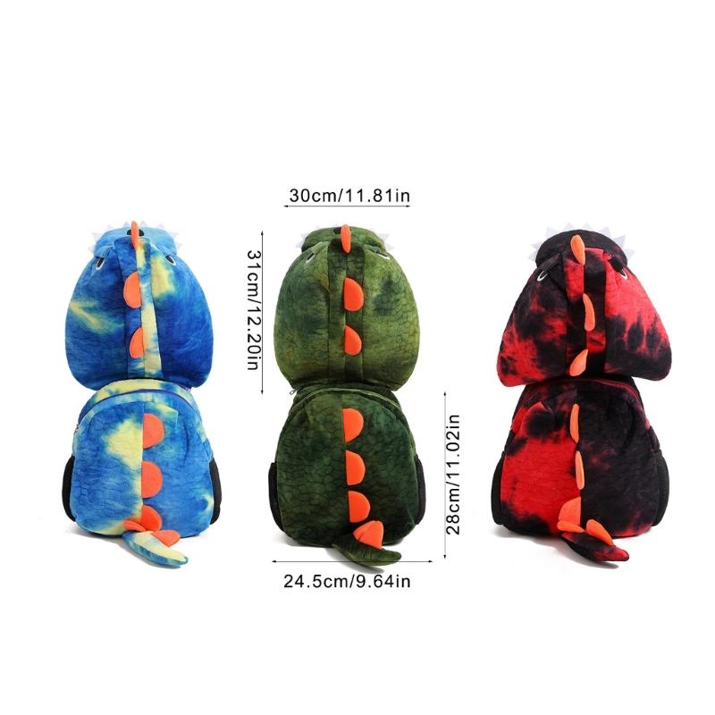 Children's Plush Backpack with Removable Hood Fun Dinosaur Theme Children's Toy School Bag for Preschool or Short Trip