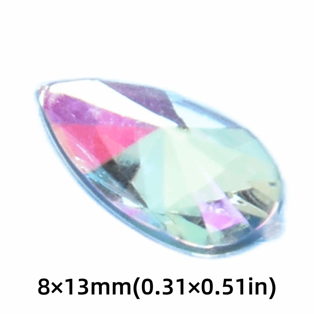500pcs 8x13MM Drop Shaped Rhinestones Acrylic White AB DIY Rhinestones Flat Back Without Hole Clear Teardrop Rhinestones