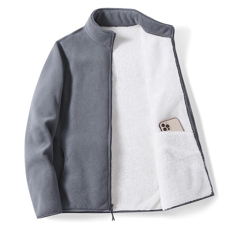 Boys and Women's Double-Sided Coral Fleece Jacket - Warm, Thickened Autumn/Winter Cardigan for Outdoor Use