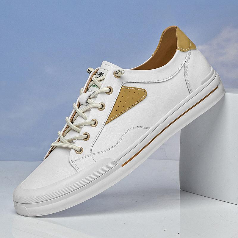 Men's Shoes 2025 Summer New Light Luxury Leather Punching Breathable Casual Shoes Men's Youth Trend Versatile Board Shoes