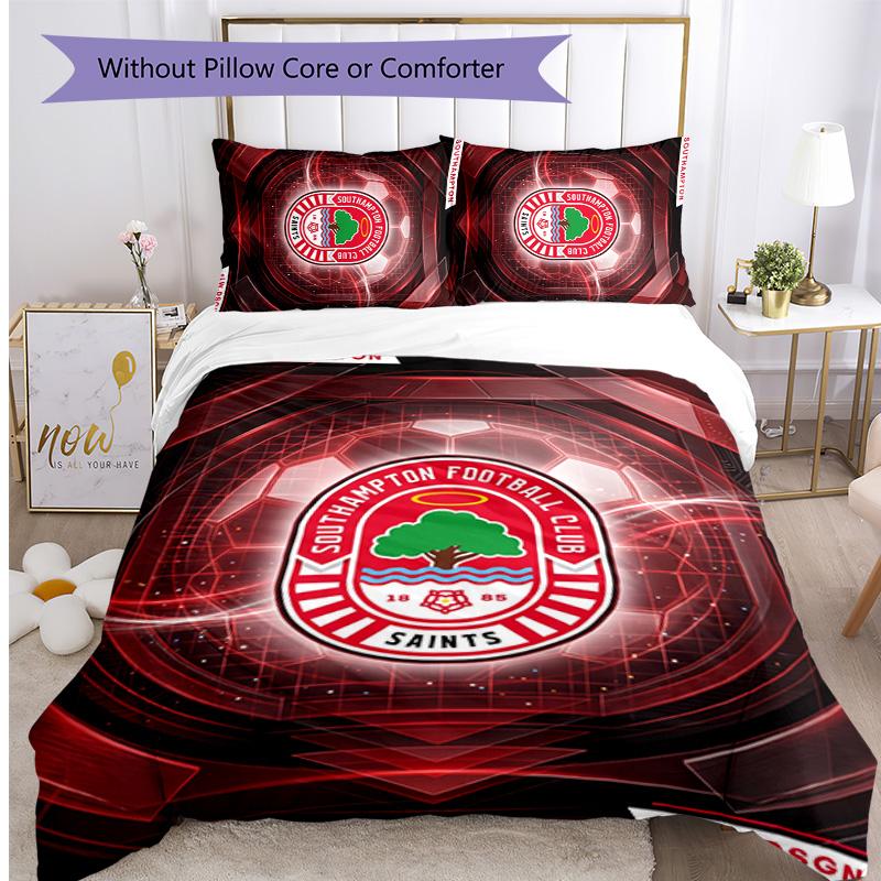 Southampton Football Printed 3 Pieces Bedding Set, Comfortable Skin Friendly Bedroom Duvet Cover Set