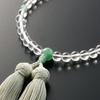 Kyoto Butsudan Hayashi Prayer Beads for Women, Pure Silk with Miyako Tassel, Genuine Crystal and Indian Jade (Jadeite) [Prayer Beads Bag Set] W-032,