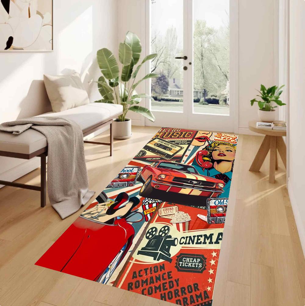 

1pc Route 66 Runner Rug Long Carpet Hallway Rug Kitchen Carpet Hotel Floor Mat Bedroom Carpet Home Decor Living Room Carpet 40X120CM
