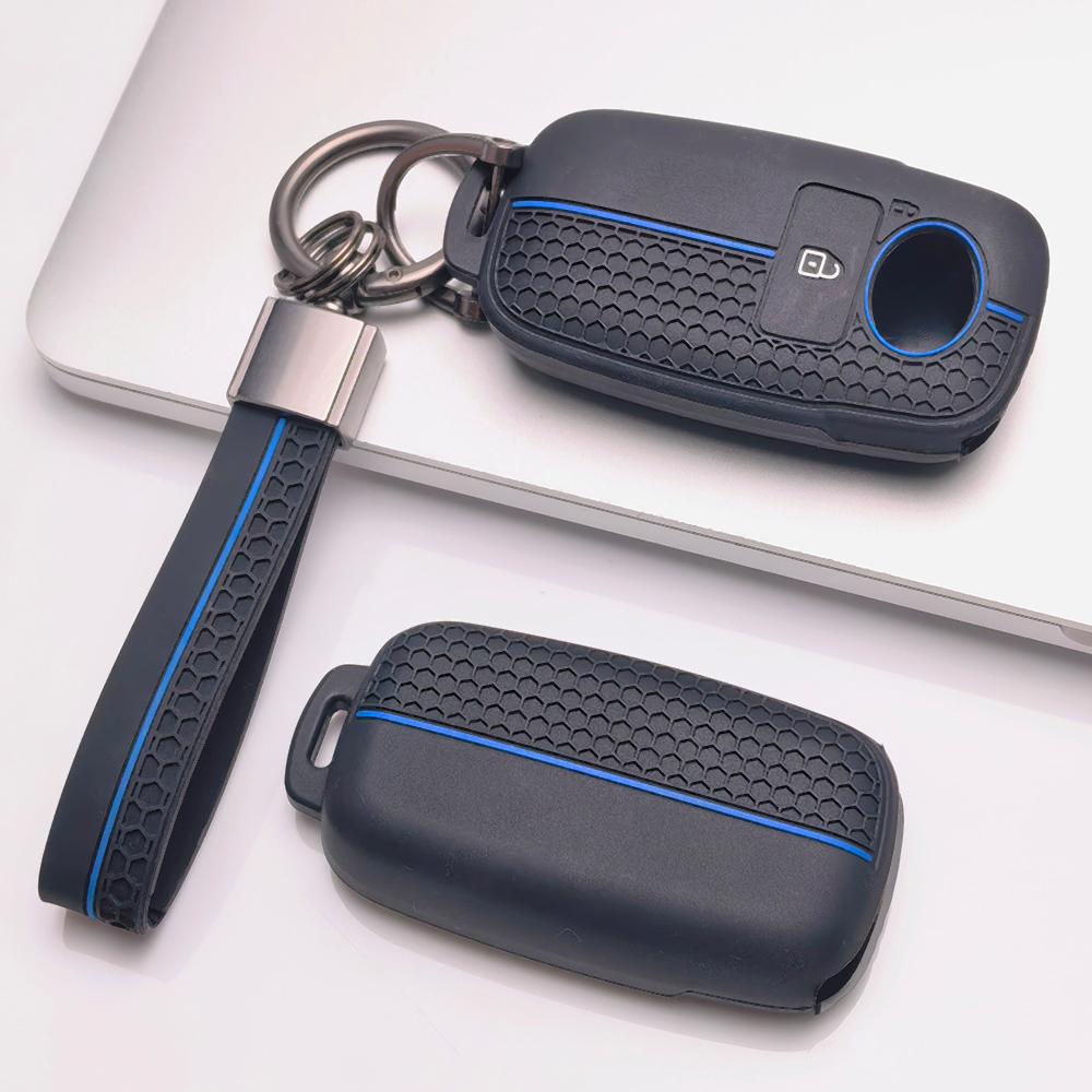 Honeycomb Silicone Key Fob Strap for Toyota Raize Veloz Avanza Wigo Rush Calya Sigra Agya Honeycomb Texture Racing Stripe Detachable Keychain Holder