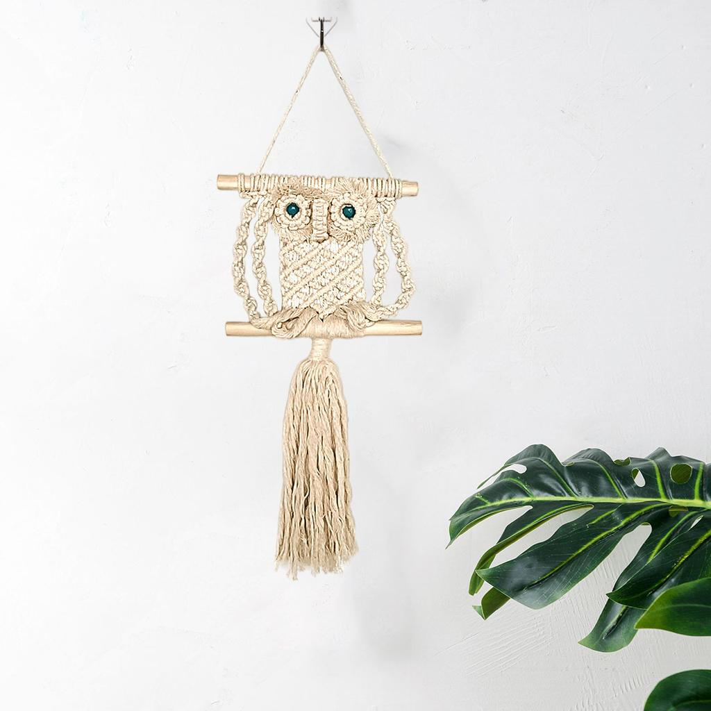 

Moon Woven Owl Tapestry Pendant Wall Hanging Decoration Handmade Art Wedding Party Ornament 20×55cm