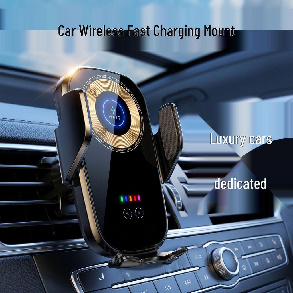 Wireless Charging Car Phone Holder & Mount with Suction Cup and Air Vent Support