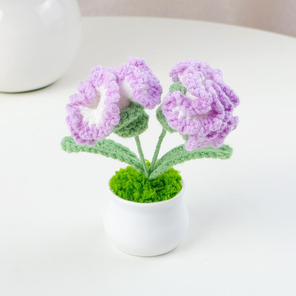 Hand-Knitted Wool Fake Flowers Set: Sunflower, Carnation, Tulip - Desktop Decor, Teacher/Student Gift, Everlasting Bouquet