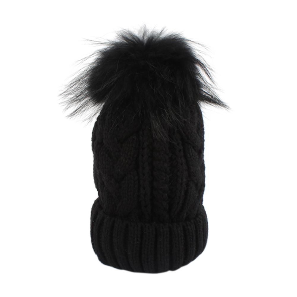 Winter Mom  Crochet Knitted Hat Ball Pompom Beanies Skull Cap for Kids Adult