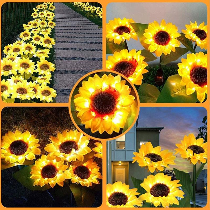 Solar LED Fairy Lights Outdoor Simulated Sunflower Lawn Lamp Garden Ground Light Wedding Valentine's Day Ramadan Decoration