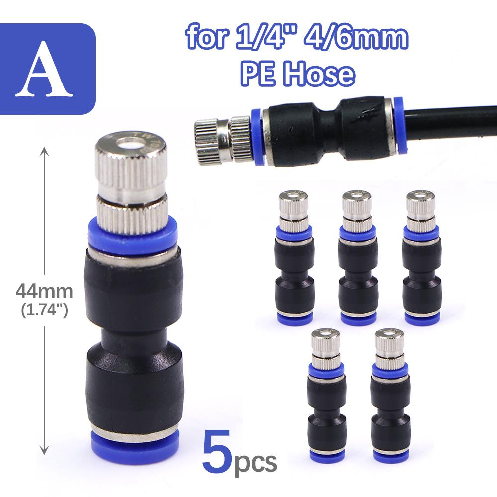 6-type 6mm Low-pressure Misting Nozzles Fine Atomization Sprayer Garden Irrigation Cooling Humidification Quick Insert Slip Lock