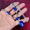 Lapis Lazuli & Granat Halskette Handgefertigter Schmuck, 925 Massiv Sterling Silber Halskette Designer Edelstein Schmuck Verstellbare Kette Halskette Geschenk für Mama