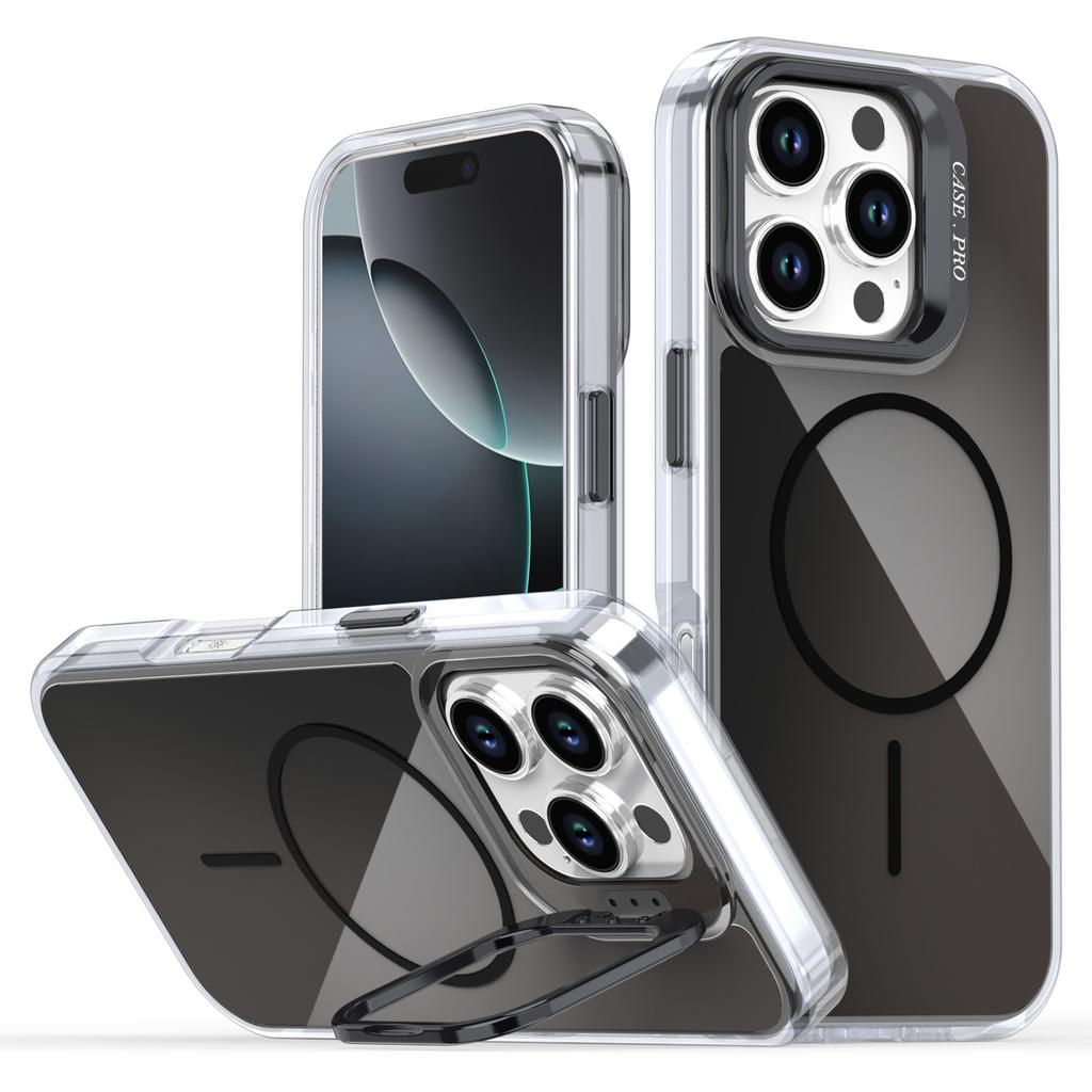 Für iPhone 16 Pro Hülle Kompatibel mit MagSafe TPU+Acryl Farbverlauf Handyhülle mit Ständer