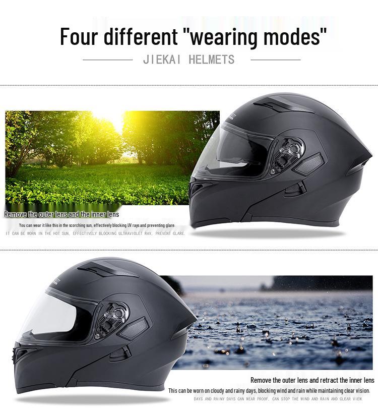 Jiekai DOT Standard Flip-up Double Visor Men's All-Season Motorcycle Helmet
