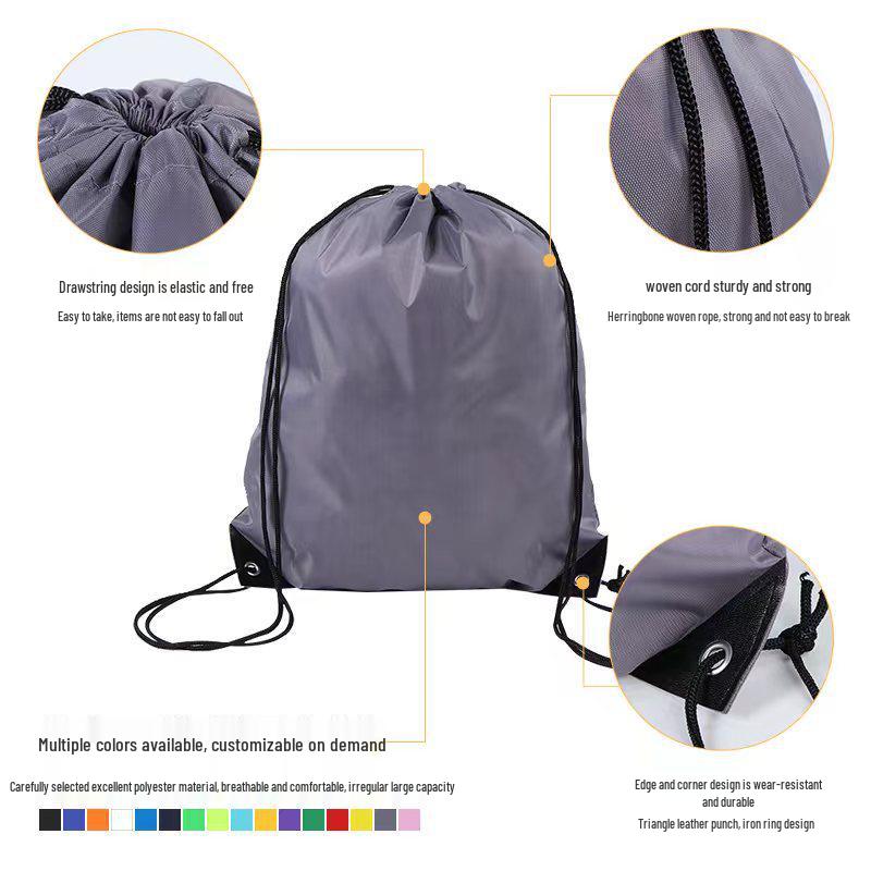 Polyester Double Shoulder Drawstring Backpack with Logo Printing