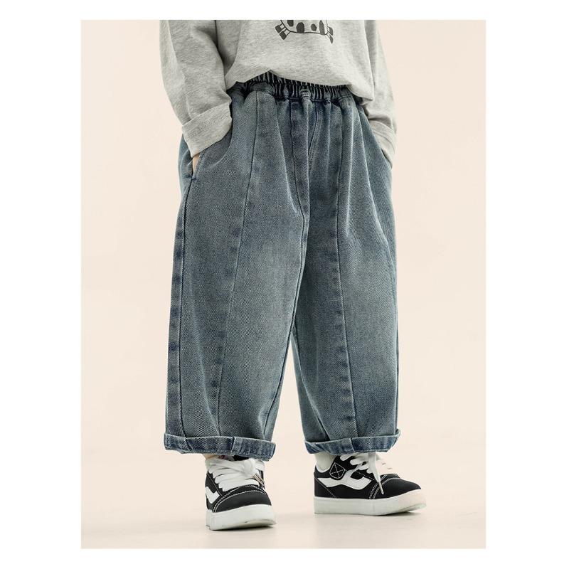 Boys Korean Style Patchwork Casual Denim Long Pants For Kids Spring Autumn