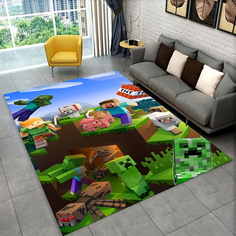 

Classic S-Sandbox Cartoon Pixel Bulding Game Carpet Rug for Playroom Bedroom Living Room Sofa Home Decor,kid Area Rug Non-slip 40x60cm