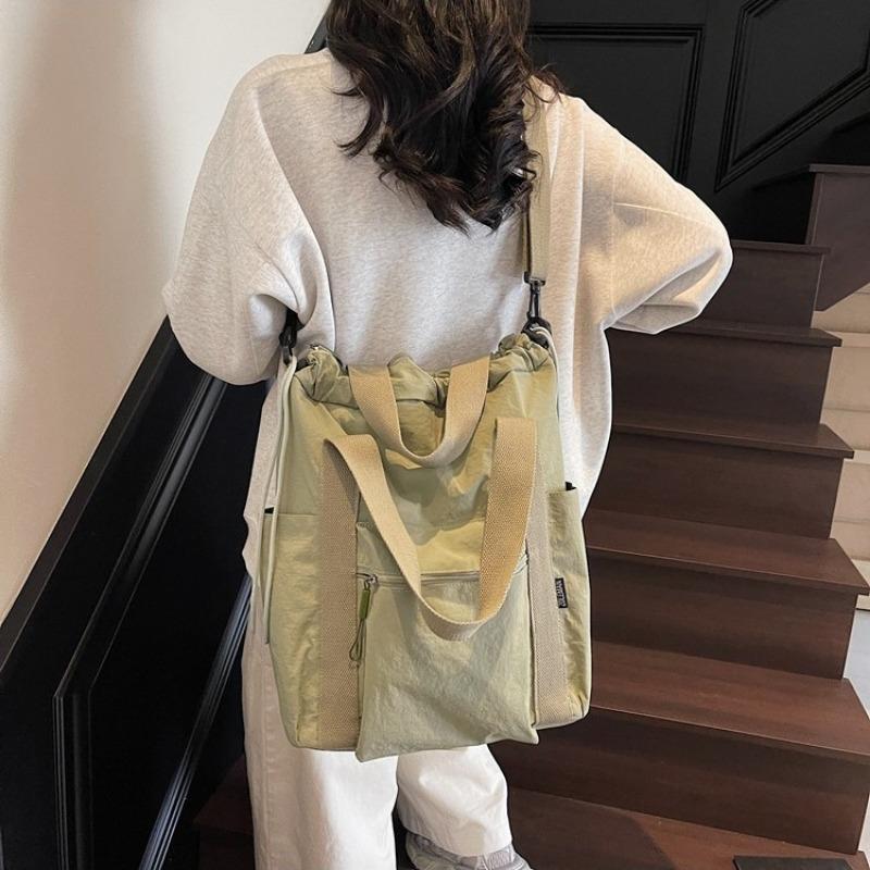 Large-capacity commuter tote bag women's summer new canvas shoulder messenger bag multi-functional backpack