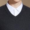 Machine washable&fine spun thickened twill vest men's pullover jacquard wool sweater V-neck knitted vest
