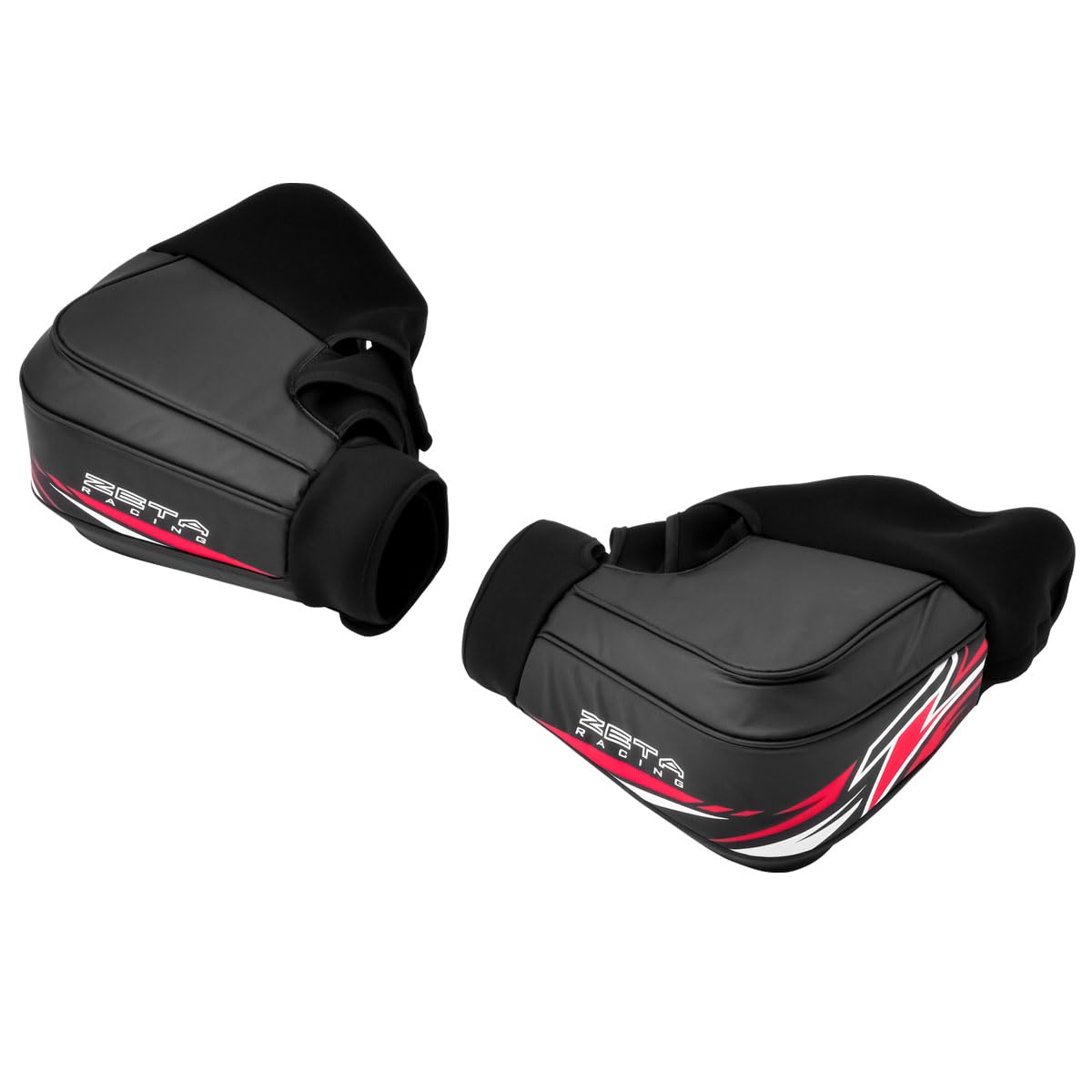 ZETA RACING Hand Designed specifically for ZETA PVC D8374 Warmers, Black/Red, handguards, Windproof, Coldproof, Tarpaulin, Washable,
