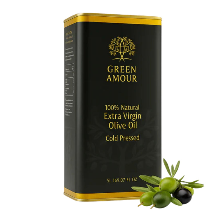 Green Amour Award-Winning EVOO Olive Oil – Cold Pressed, Low Acidity, High Polyphenols (New Harvest) – 5 L