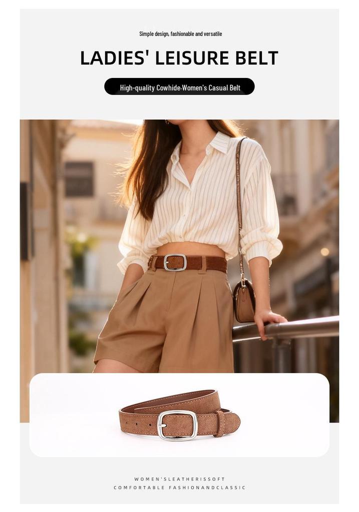 Women's Versatile Genuine Leather Belt - European & American Style for Summer Skirts